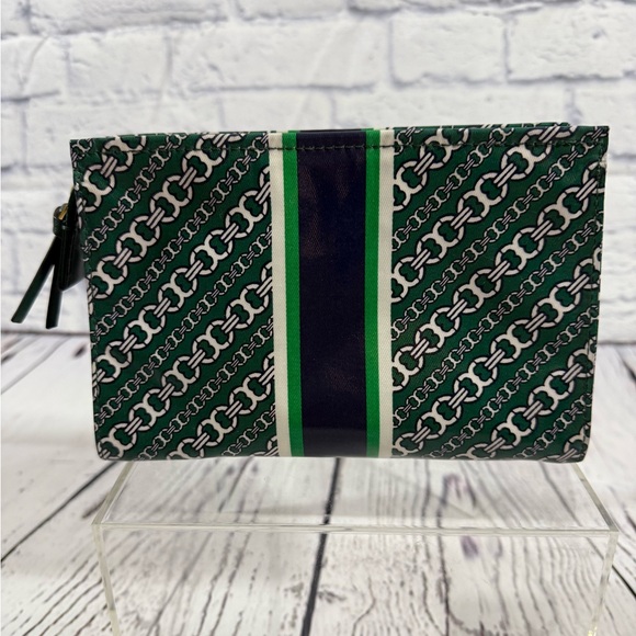 Tory Burch Gemini Link Green Zip Top Cosmetic Clutch - Picture 2 of 5